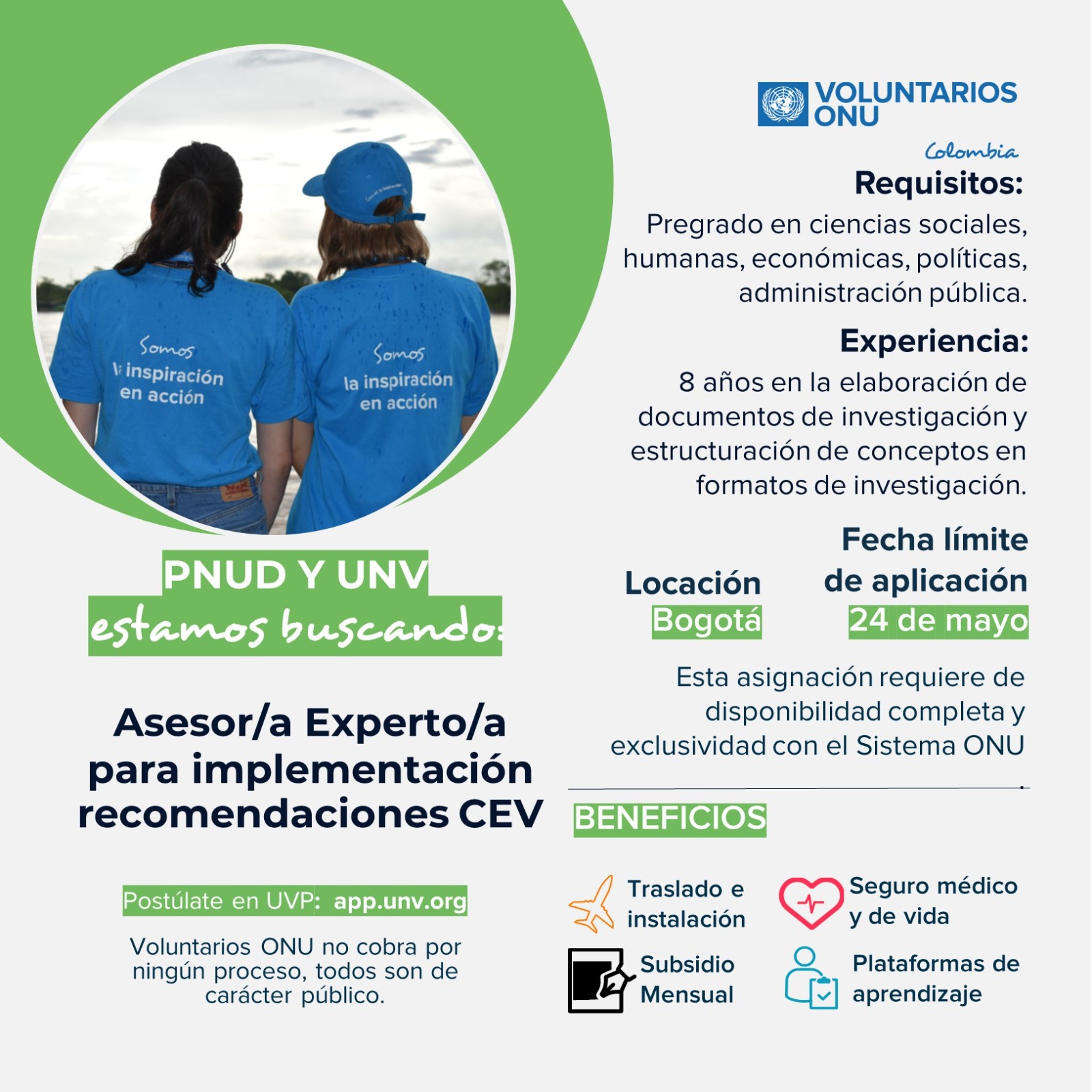 Convocatoria Laboral. Asesor/a Experto/a para la implementación de recomendaciones CEV